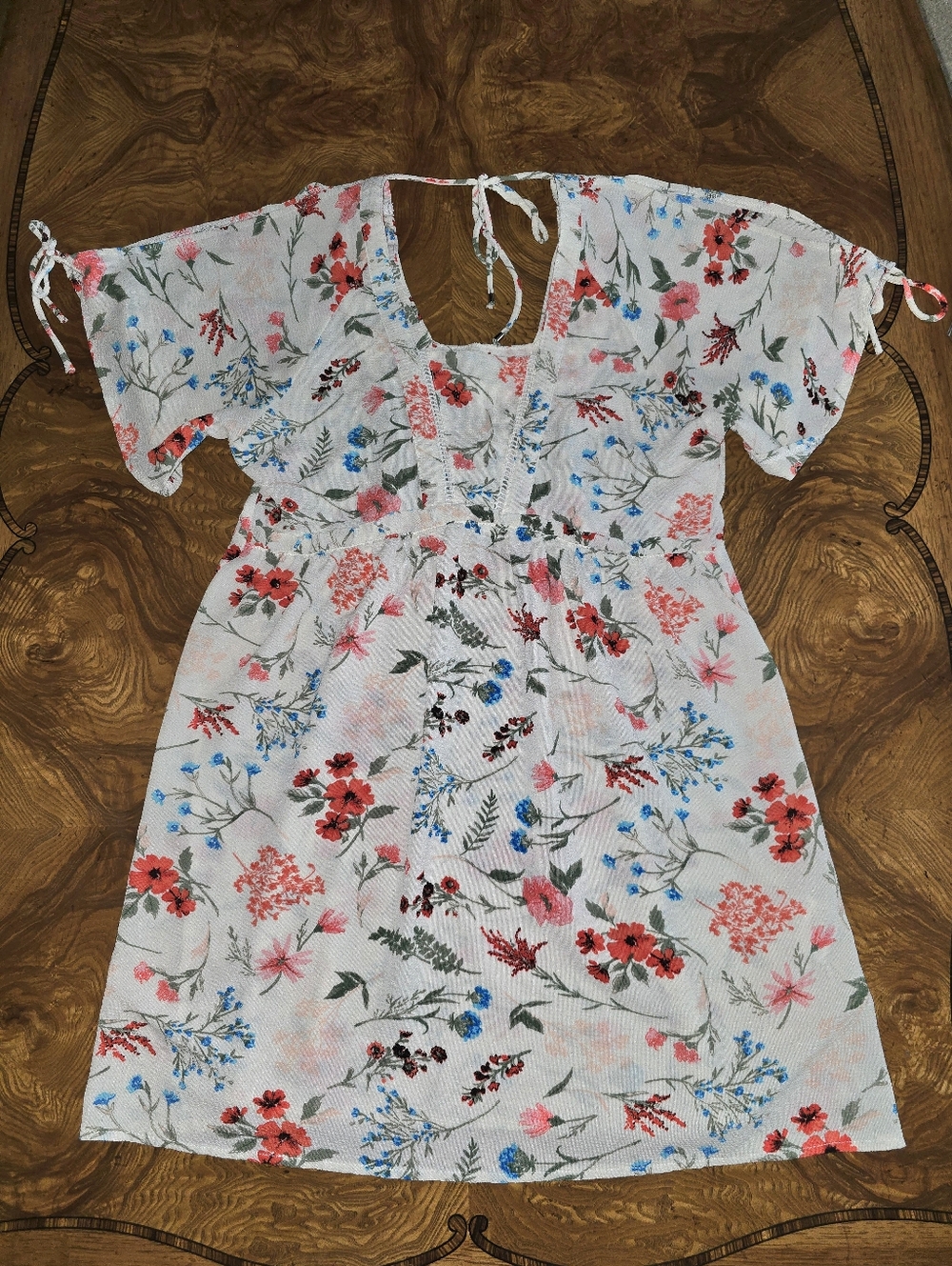 Molly Bracken Floral Print Tie Sleeve Mini Dress Size Womens size S/M